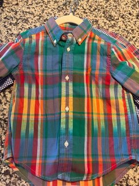 3 Ralph Lauren Multicolor Plaid Cotton Button-Down Shirt